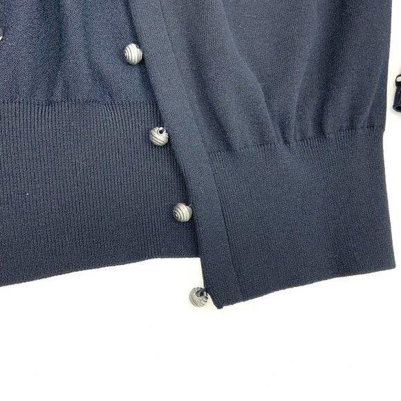Vintage Carlisle Knit Silk Blend Crop Cardigan Polka Dot Trim Sz S - Picture 12 of 16